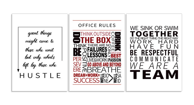 Urttiiyy 3 Pieces Grind Verb Hustle Verb Execution Noun Motivational Wall Art Canvas Print Office Decor Inspiring Framed Prints Inspirational Quotes for Wall Art Decoration Ready to Hang - Image 2